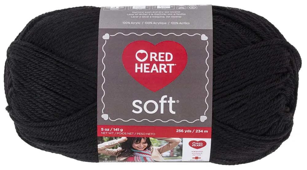 Red Heart Soft Yarn, Black | Ultra Soft Acrylic Yarn for Knitting & Crochet - main product image