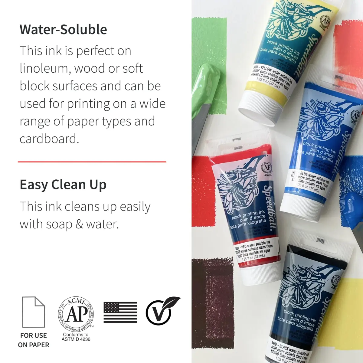 Speedball Magenta Water-Soluble Block Printing Ink, 37ml (1.3 fl oz) | Mixes Easily, Dries Satin - view 2