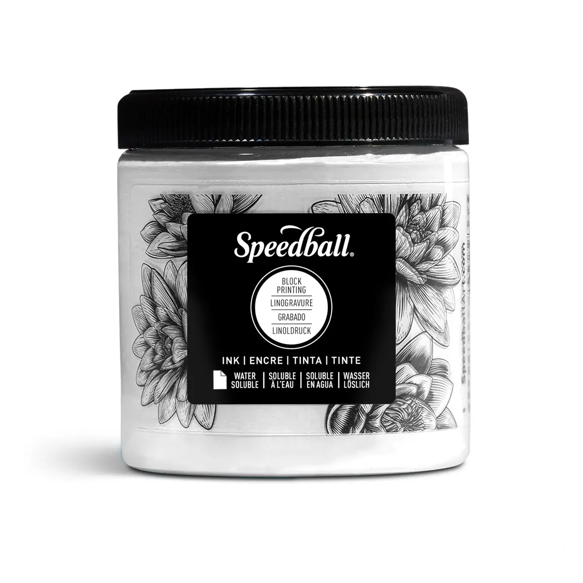 Speedball Water Soluble Block Printing Ink – White 8 fl oz | Satin Finish, Non-toxic - main product image