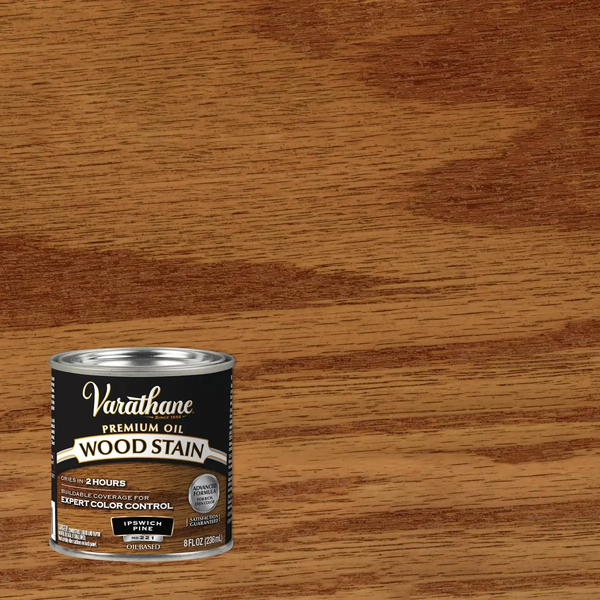 Varathane Traditional Pecan Oil-Based Interior Wood Stain 236ml (1/2 pt) | Deep Rich Color & Grain Enhancement - view 2