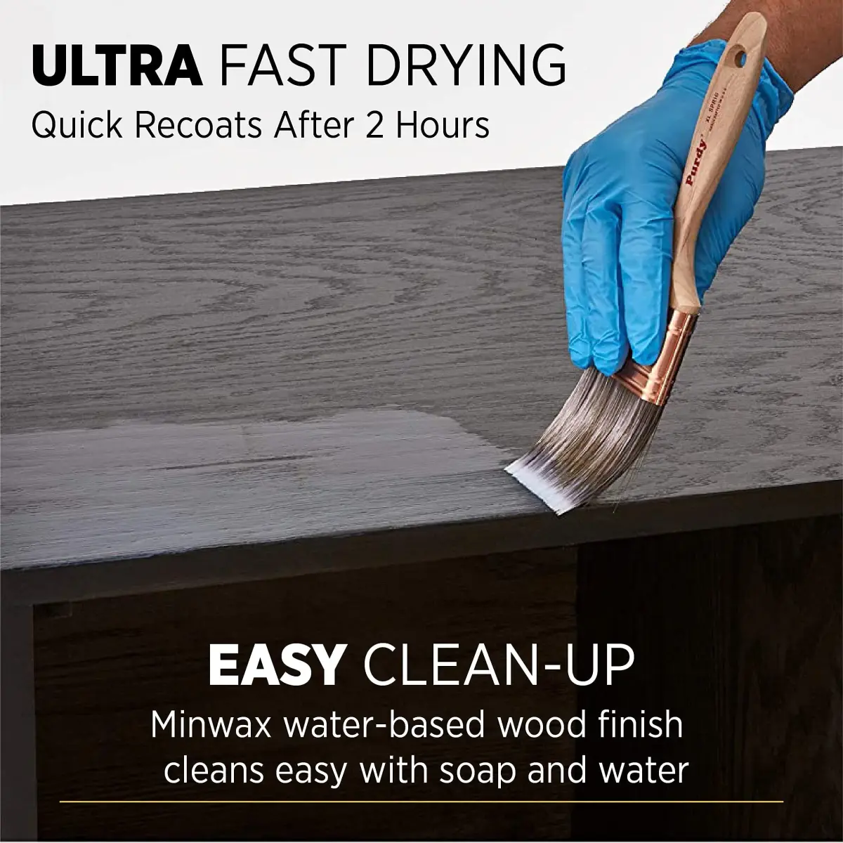 Minwax Polycrylic Protective Finish Gloss 237ml (8 Fl Oz) | Crystal Clear Water-Based Wood Sealer - view 5