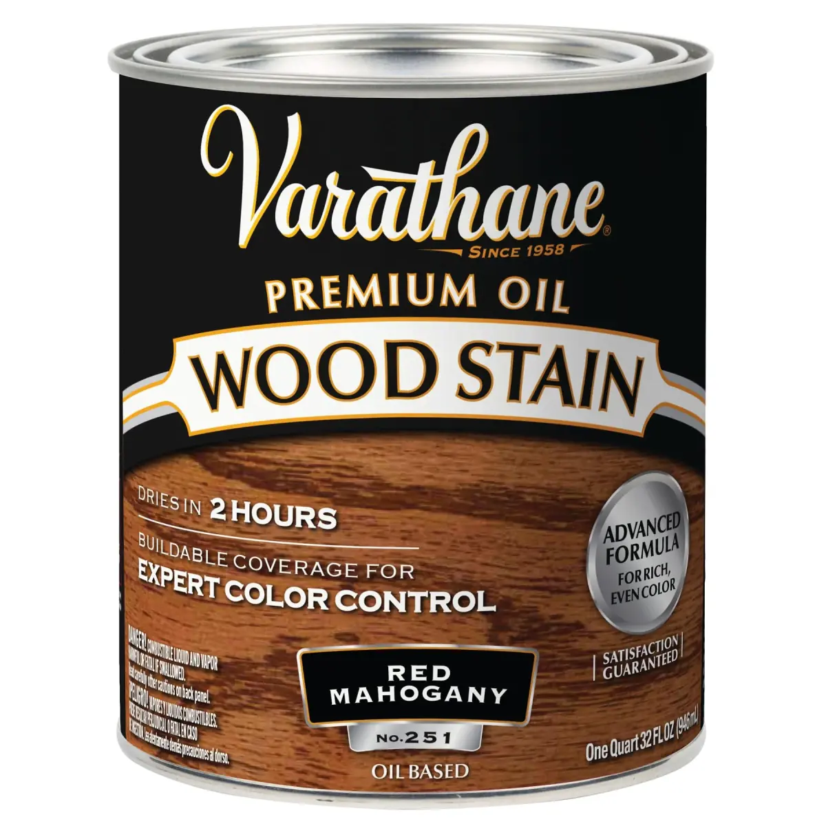 Varathane Red Mahogany Oil-Based Wood Stain, Quart (946ml) | Rich Color for Interior Wood - main product image