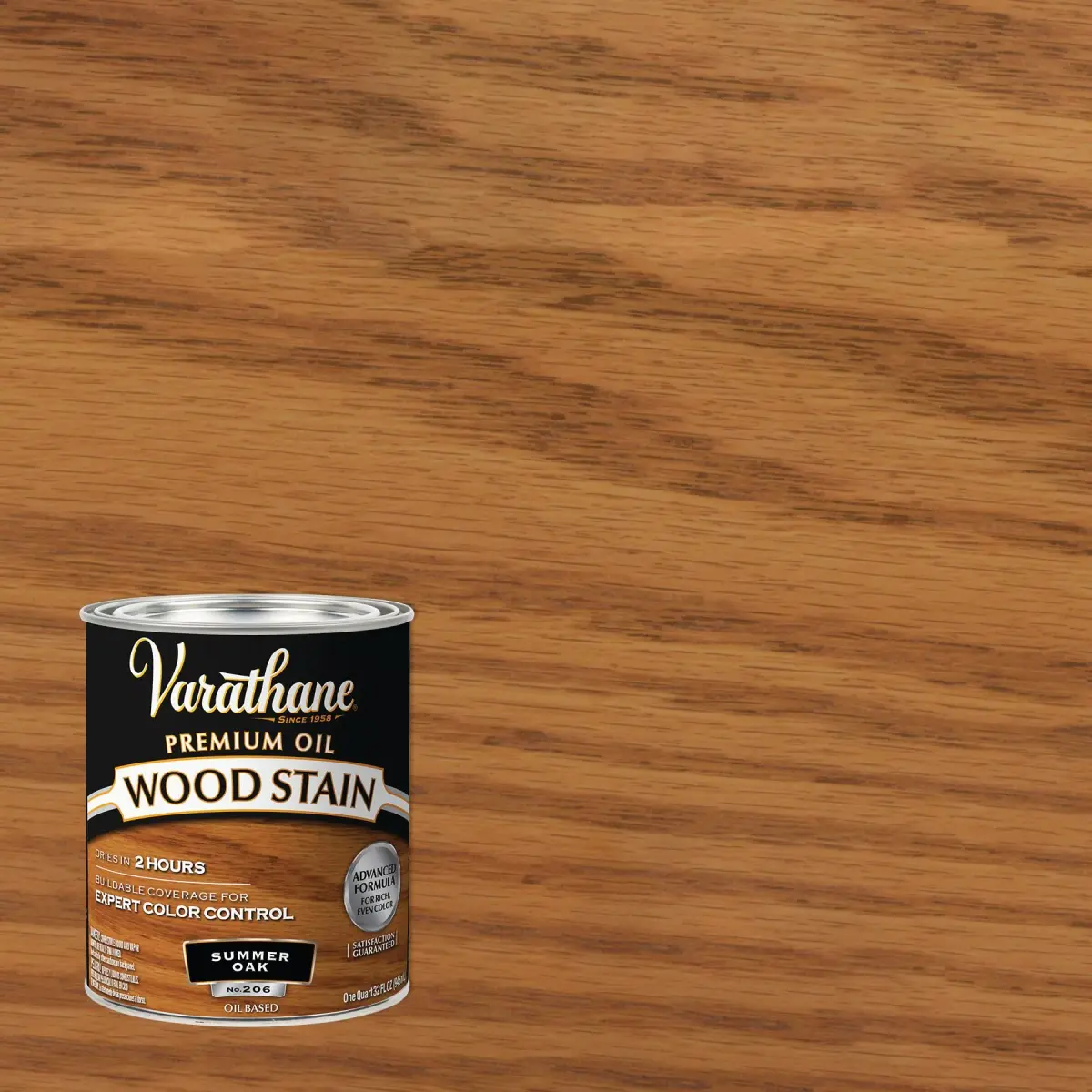 Varathane Dry Summer Oak Oil-Based Wood Stain 946ml (1 Quart) | Rich Wood Color for Interiors - view 2