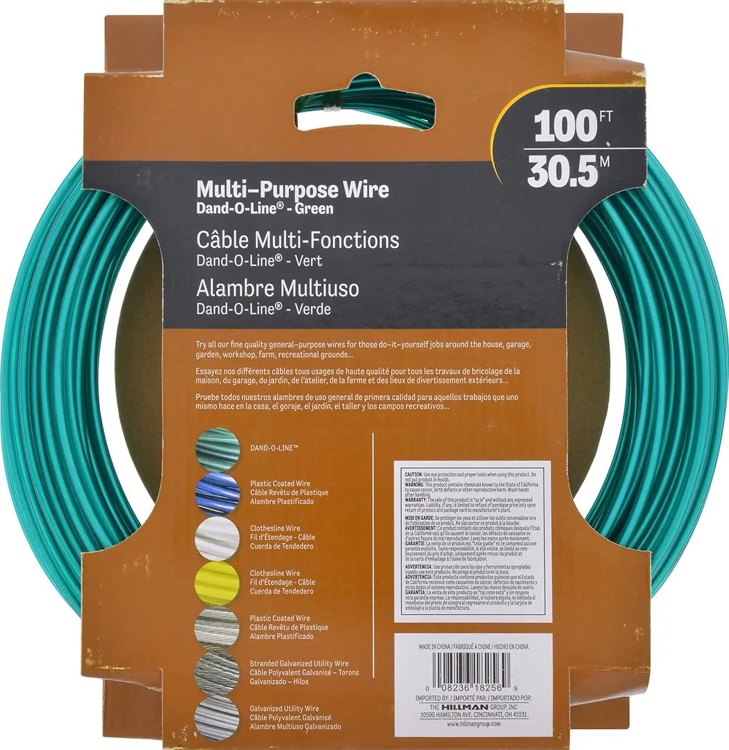 Hillman Green Vinyl-Coated Multi-Purpose Cable Wire, 100 ft, 100 lb | Corrosion-Resistant Steel Wire Rope - view 3