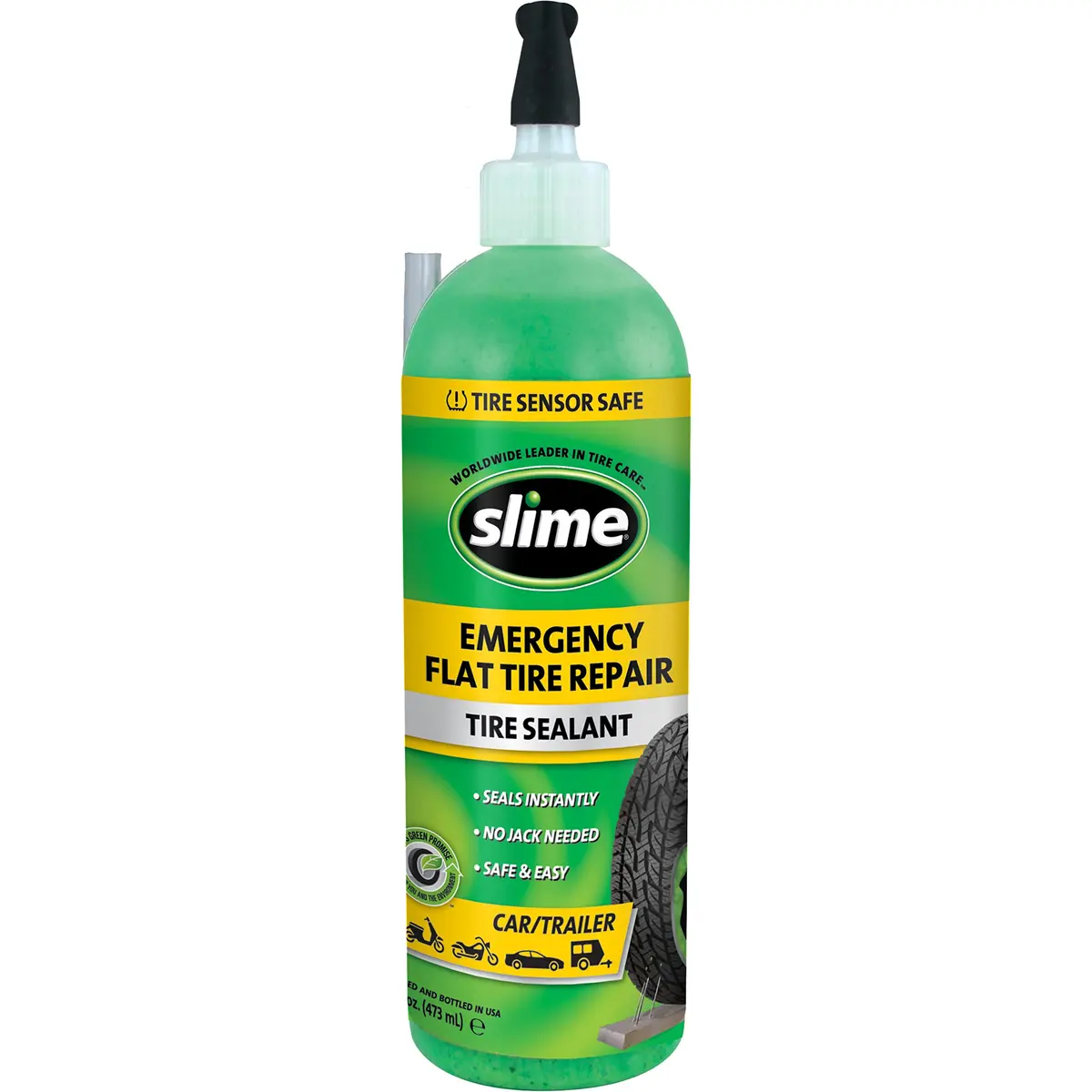 Slime 10011 Flat Tire Puncture Repair Sealant 473ml (16 oz) | Seals Punctures Up to 6mm - main product image