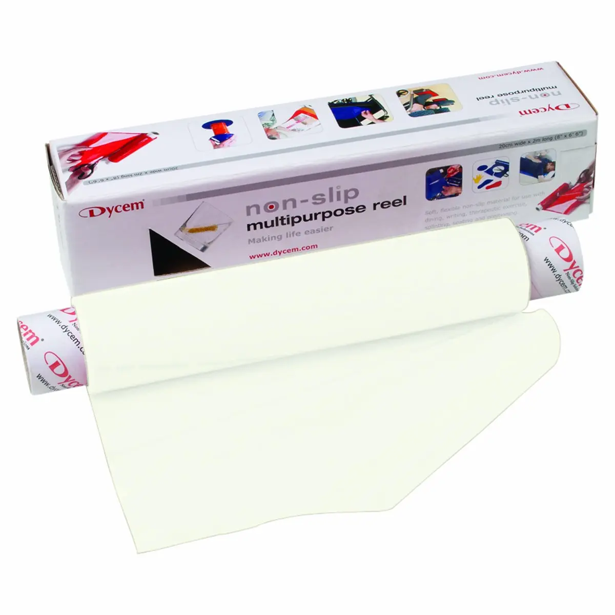 Dycem Non-Slip Material Roll, White, 8" x 6.5 ft | Versatile Grip Aid for Daily & Medical Use - main product image