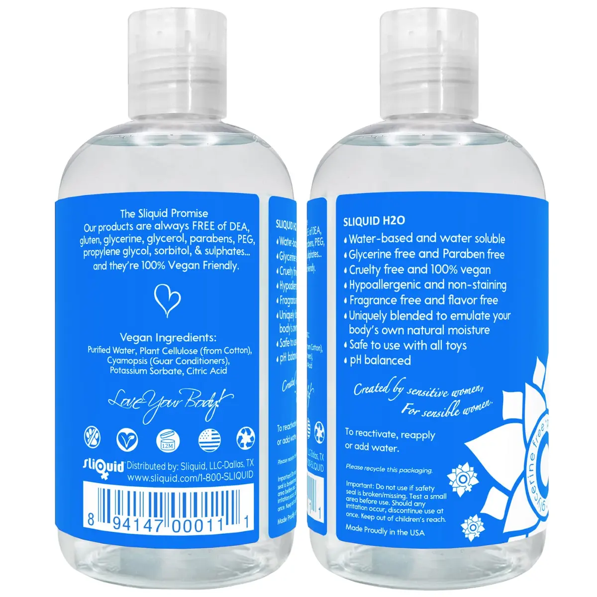 Sliquid H2O Water Based Lubricant 255ml (8.5 Fl Oz) | Natural, Sensitive Skin Formula - view 2