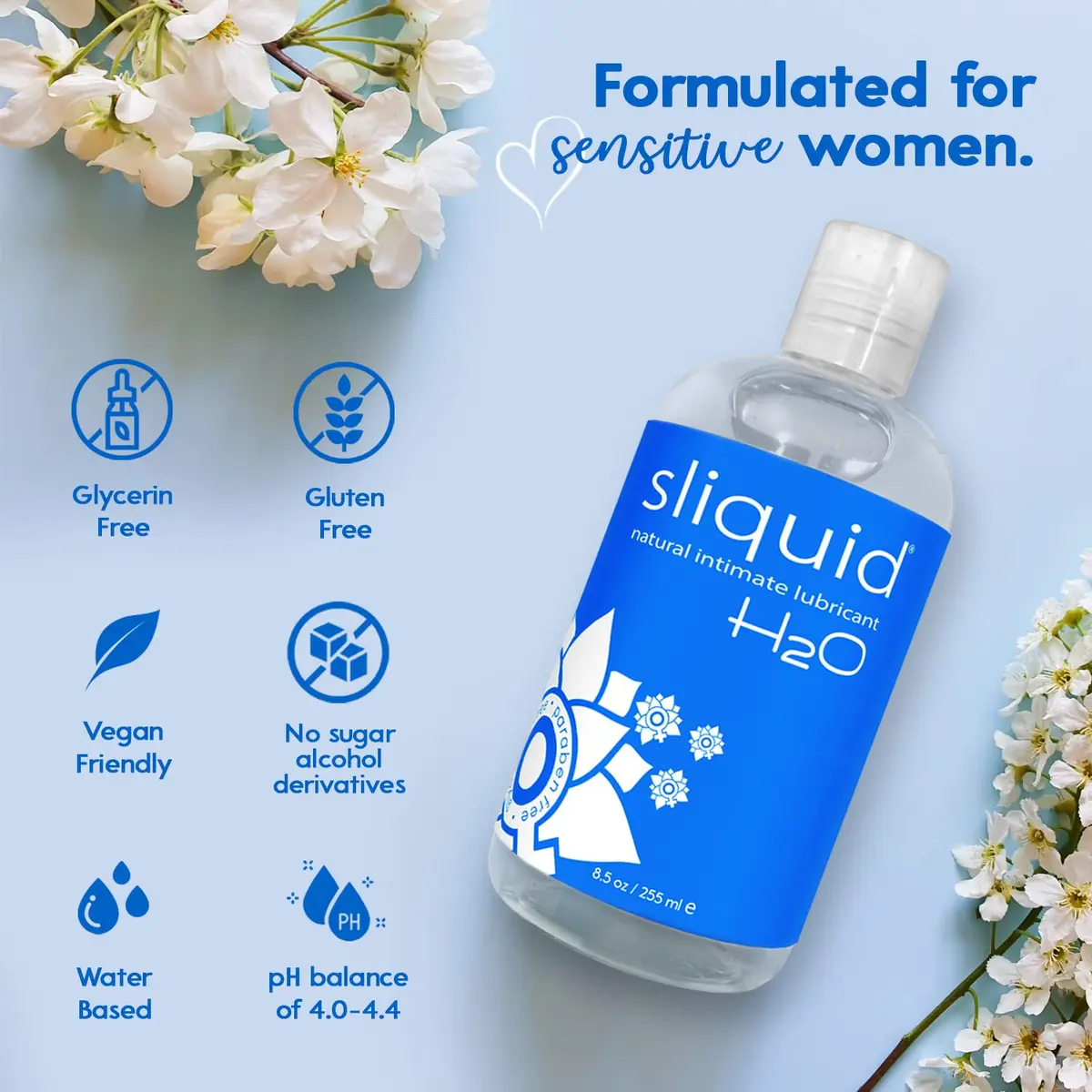 Sliquid H2O Water Based Lubricant 255ml (8.5 Fl Oz) | Natural, Sensitive Skin Formula - view 4
