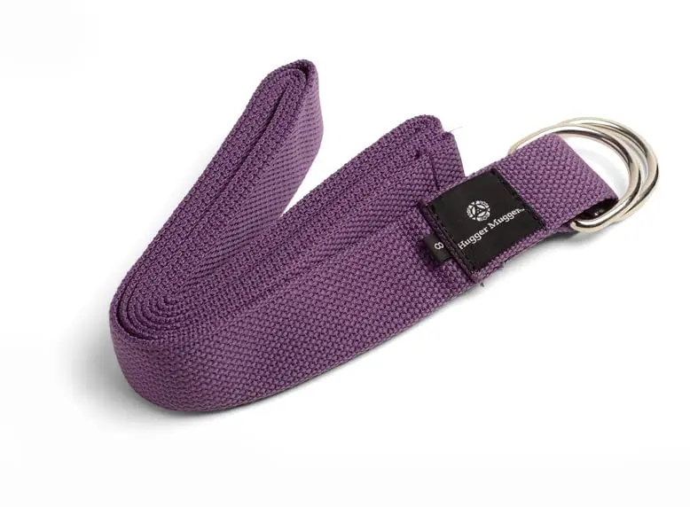 Hugger Mugger D-Ring Yoga Strap (Purple, 6 ft.) | Durable Cotton Webbing & Metal Buckle - main product image