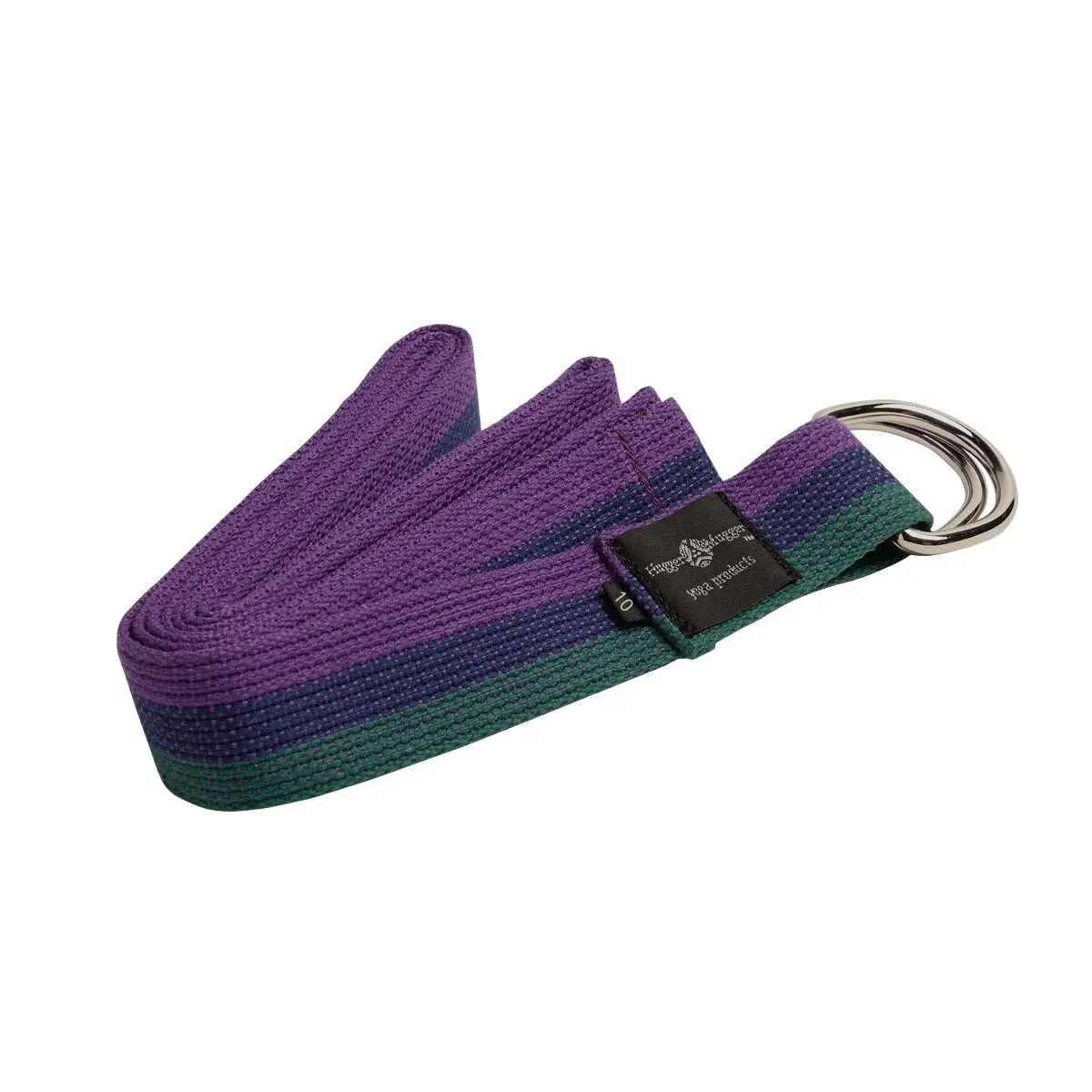 Hugger Mugger D-Ring Yoga Strap (Multi-Stripe, 10 ft.) | Secure Cotton Webbing for Yoga & Stretching - main product image