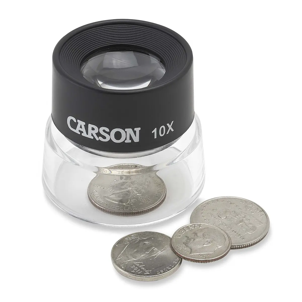 Carson LumiLoupe 10X Power Black/Clear Stand Magnifier | Ambient Light, 1.0 inch Lens Diameter - view 5