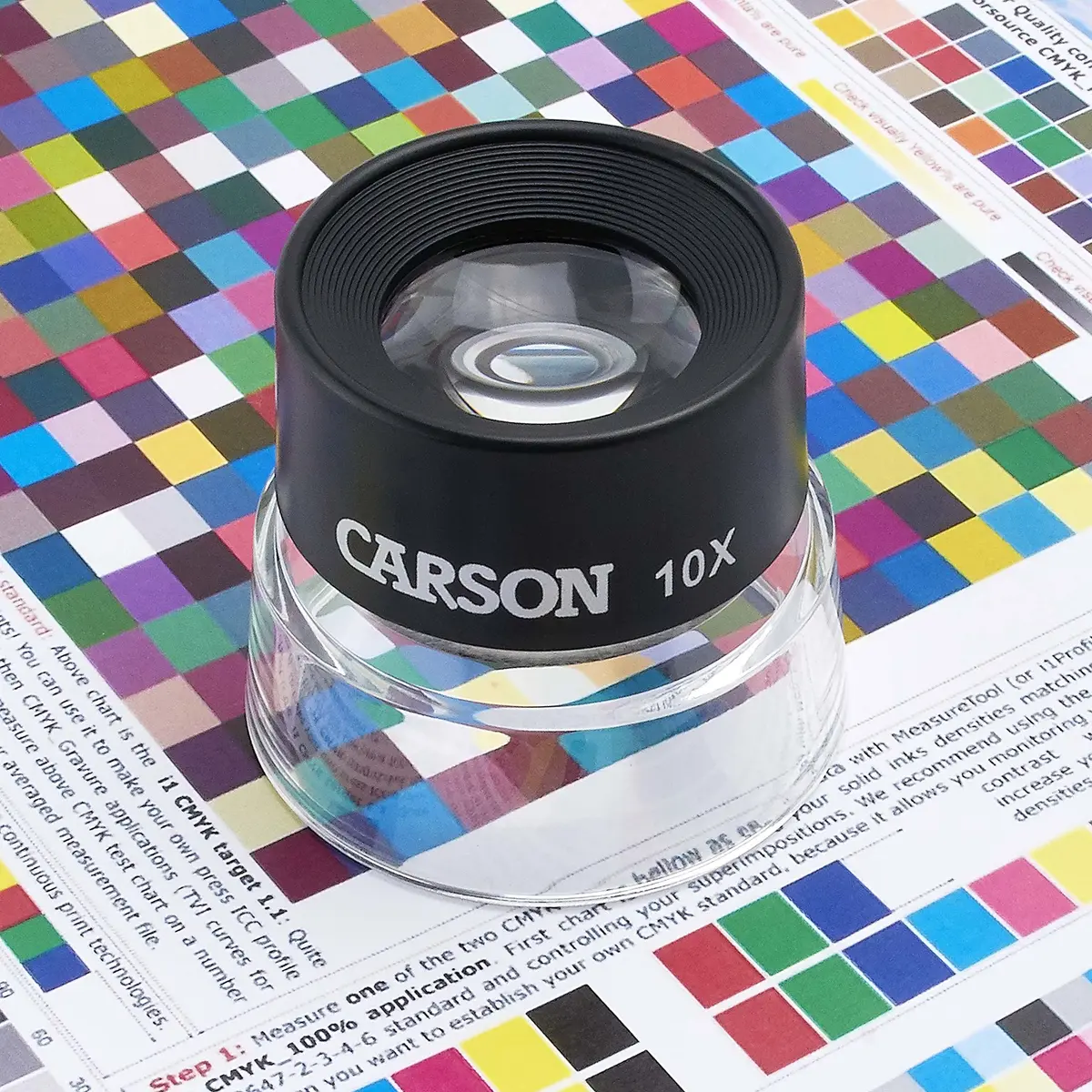 Carson LumiLoupe 10X Power Black/Clear Stand Magnifier | Ambient Light, 1.0 inch Lens Diameter - view 2