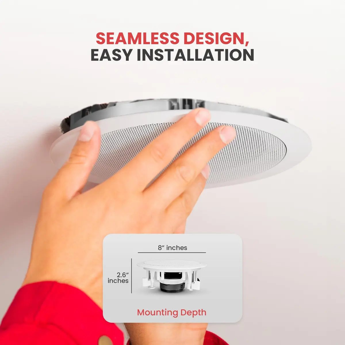 Pyle 5.25" Ceiling & Wall Mount Speakers | 2-Way 150W Flush Design in White - view 6