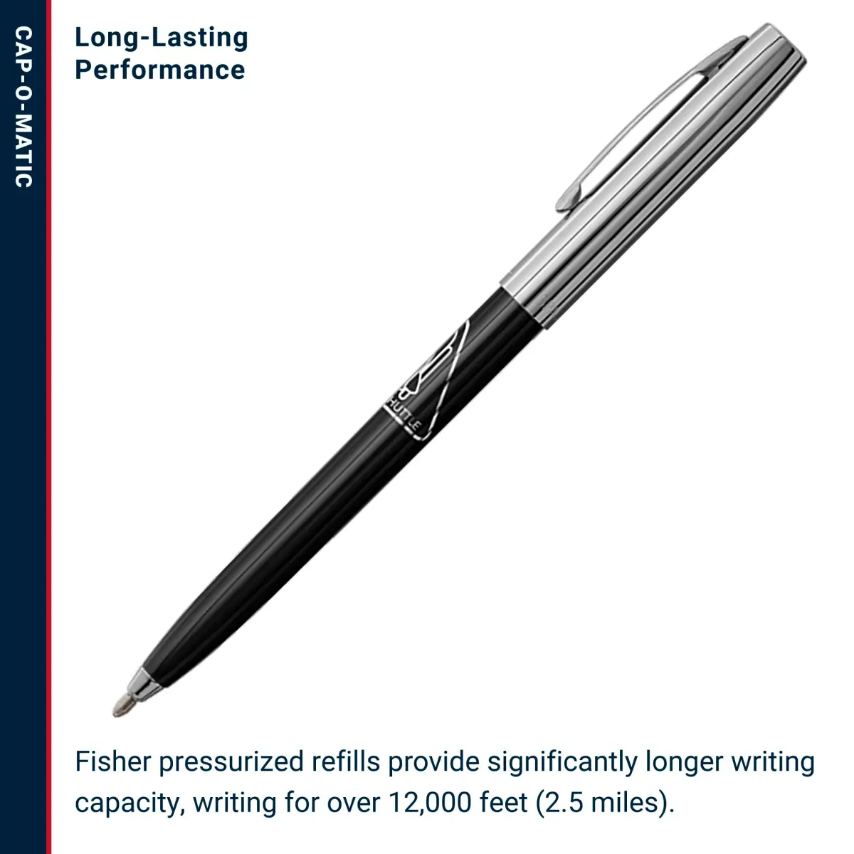 Fisher Space Pen Chrome Space Shuttle Imprint Cap-O-Matic Pen | Writes Upside Down & Extreme Temperatures - view 5