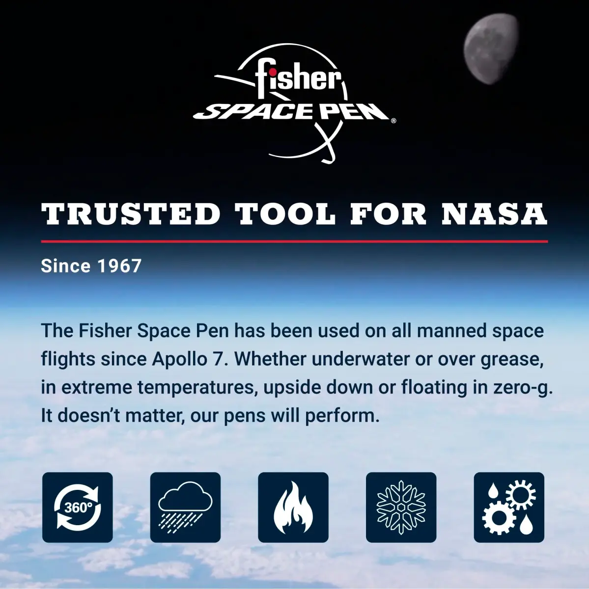 Fisher Space Pen Chrome Space Shuttle Imprint Cap-O-Matic Pen | Writes Upside Down & Extreme Temperatures - view 4