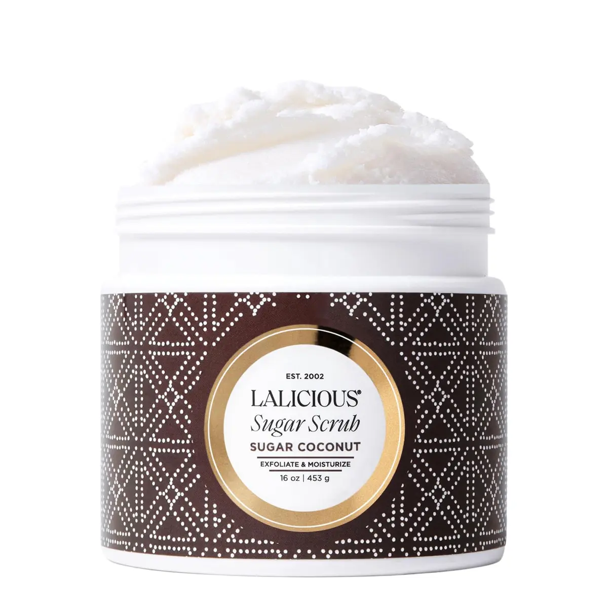 LALICIOUS Sugar Coconut Exfoliating & Moisturizing Body Scrub 16oz | Gently Buffs & Hydrates Sensitive Skin - main product image