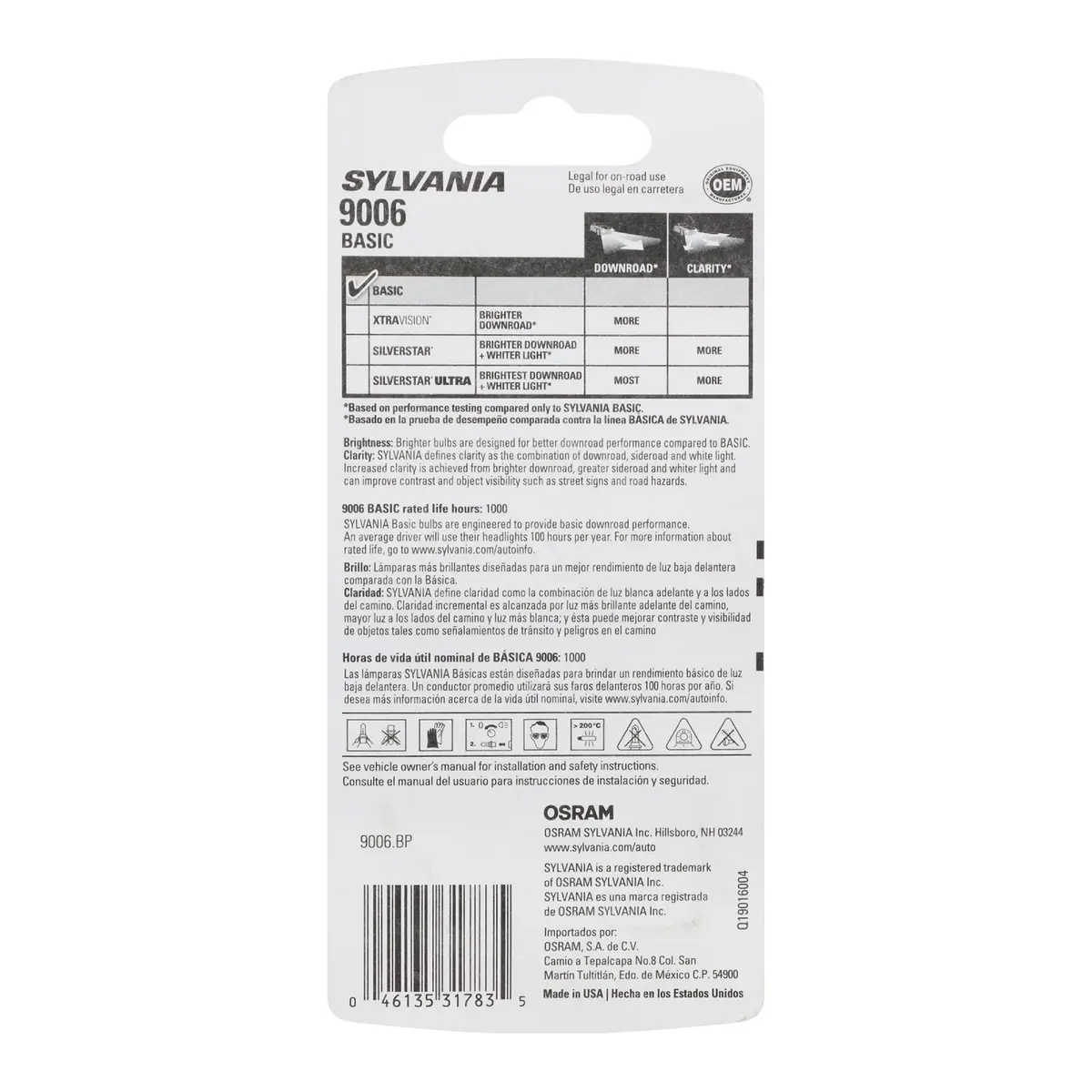 SYLVANIA 9006 Basic Halogen Headlight Bulb | DOT Compliant, Long-Lasting Durability - view 2