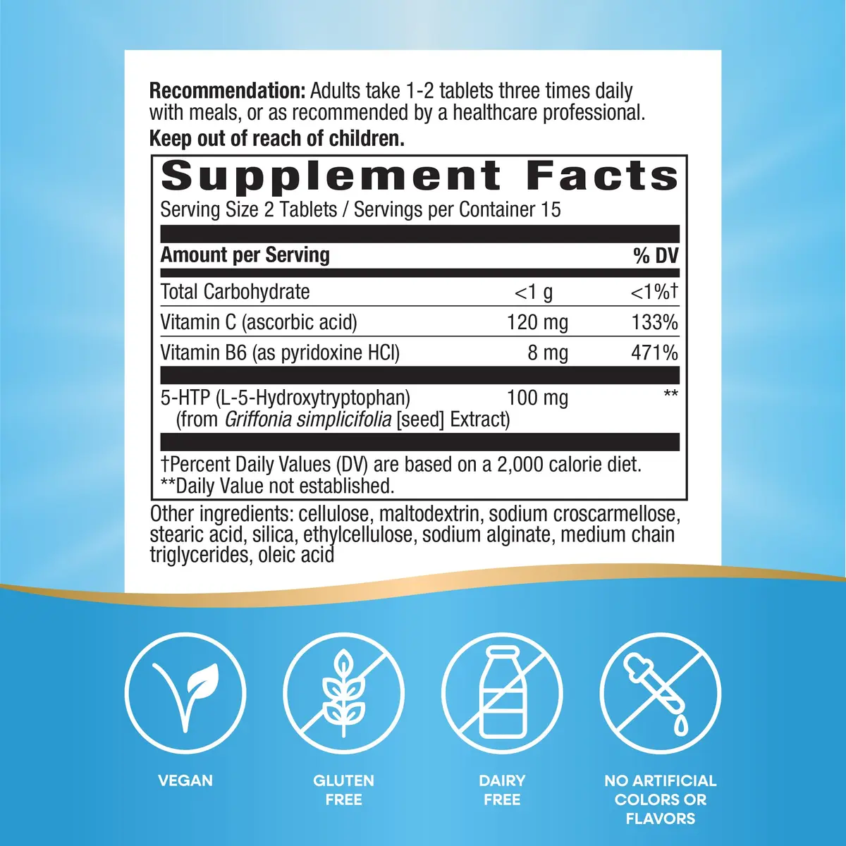 Nature's Way 5-HTP, L-5-Hydroxytryptophan, 30 Tablets | Supports Serotonin & Mood - view 2