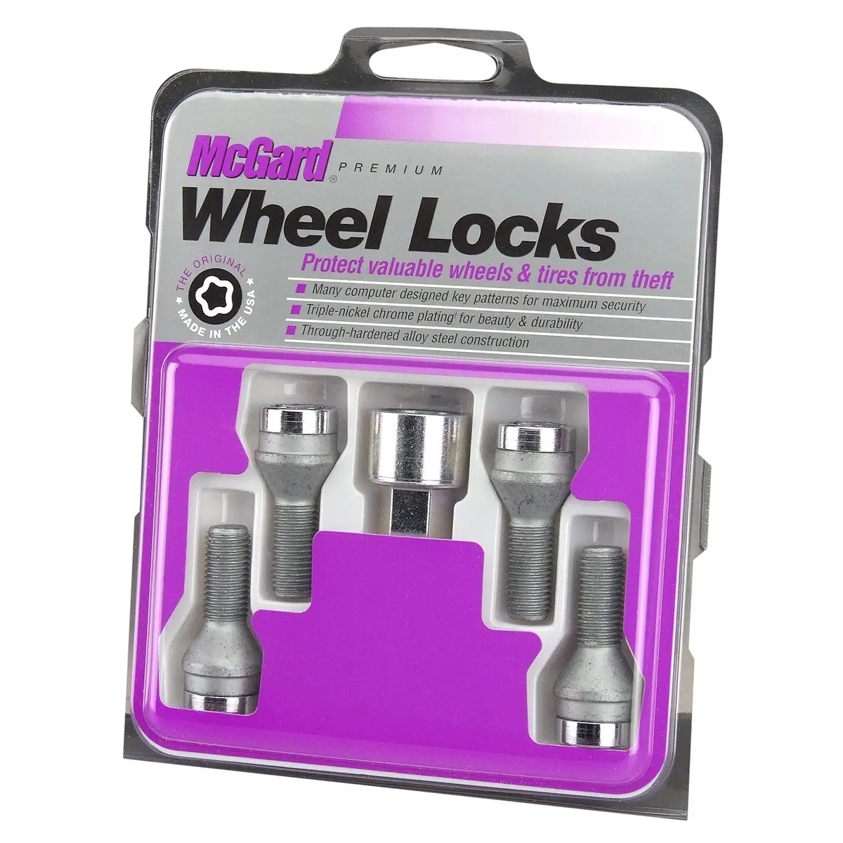McGard 27179 Chrome Bolt Style Cone Seat Wheel Locks (M12 x 1.5) - Set of 4 | Secure Your Wheels with USA-Designed Precision - main product image