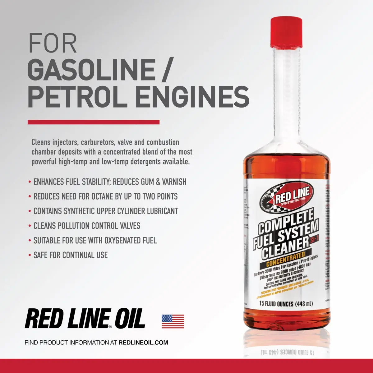 Red Line SI-1 Complete Fuel System Cleaner 443ml (15 Fl Oz) | Cleans Injectors, Carburetors, Valves & Combustion Chambers - view 3