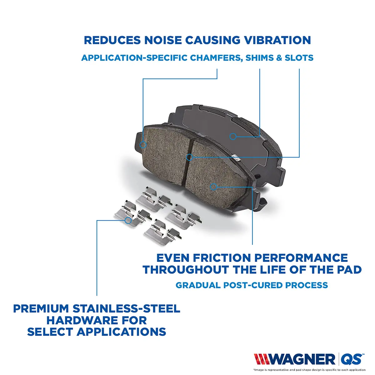 Wagner QS ZD923 Disc Brake Pad Set, Chamfered Edges for Smooth, Quiet Stops | Fits 2003–2008 Toyota Corolla - view 6