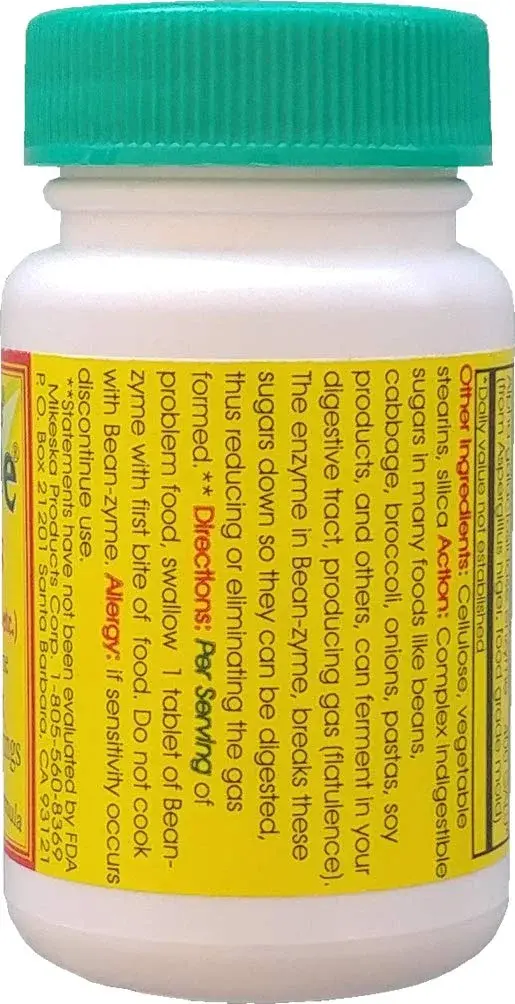 Bean-Zyme Gas Relief Extra Strength 150 ct (150 Tablets) | Alpha Galactosidase 400 GALU per Tablet - view 4