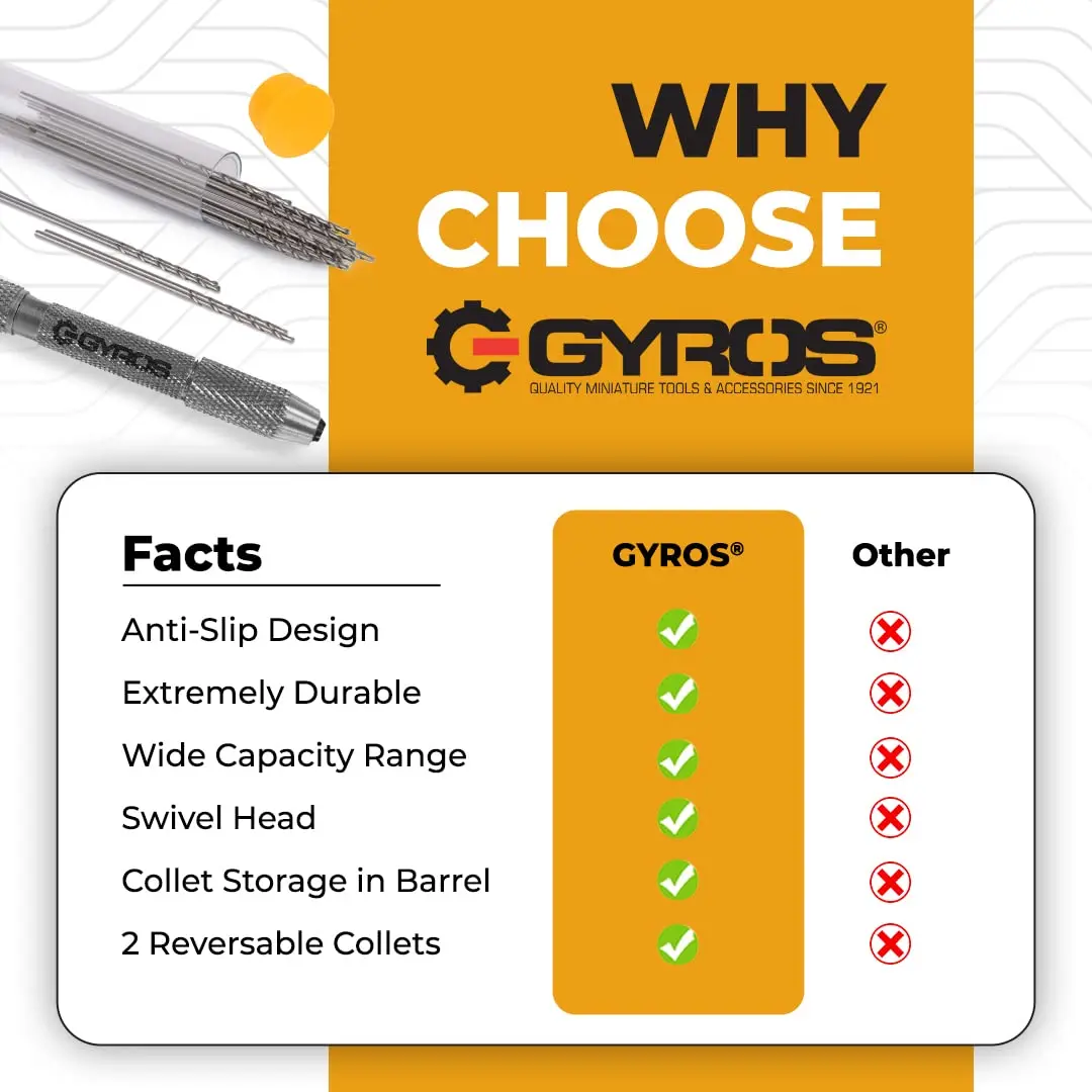 Gyros Swivel Head Pin Vise Hand Drill 0"-1/8" | Precision Jewelry & Hobby Tool - view 7