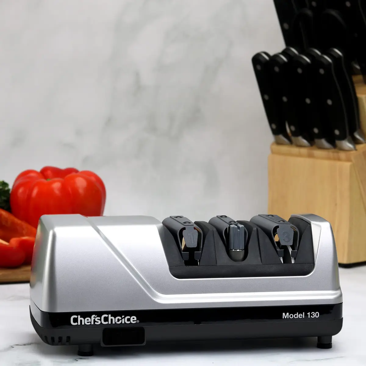 Chef's Choice Knife Sharpener 3-Stage Silver | Diamond Abrasives & Precision Guides - view 4