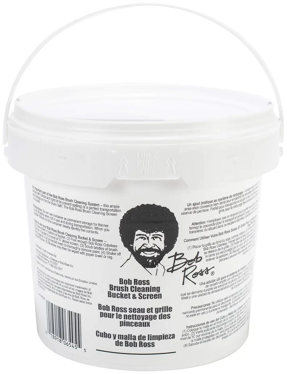 Bob Ross Thinner Bucket with Screen | 6.25" Round Plastic Paint Bucket for Painting Supplies - main product image