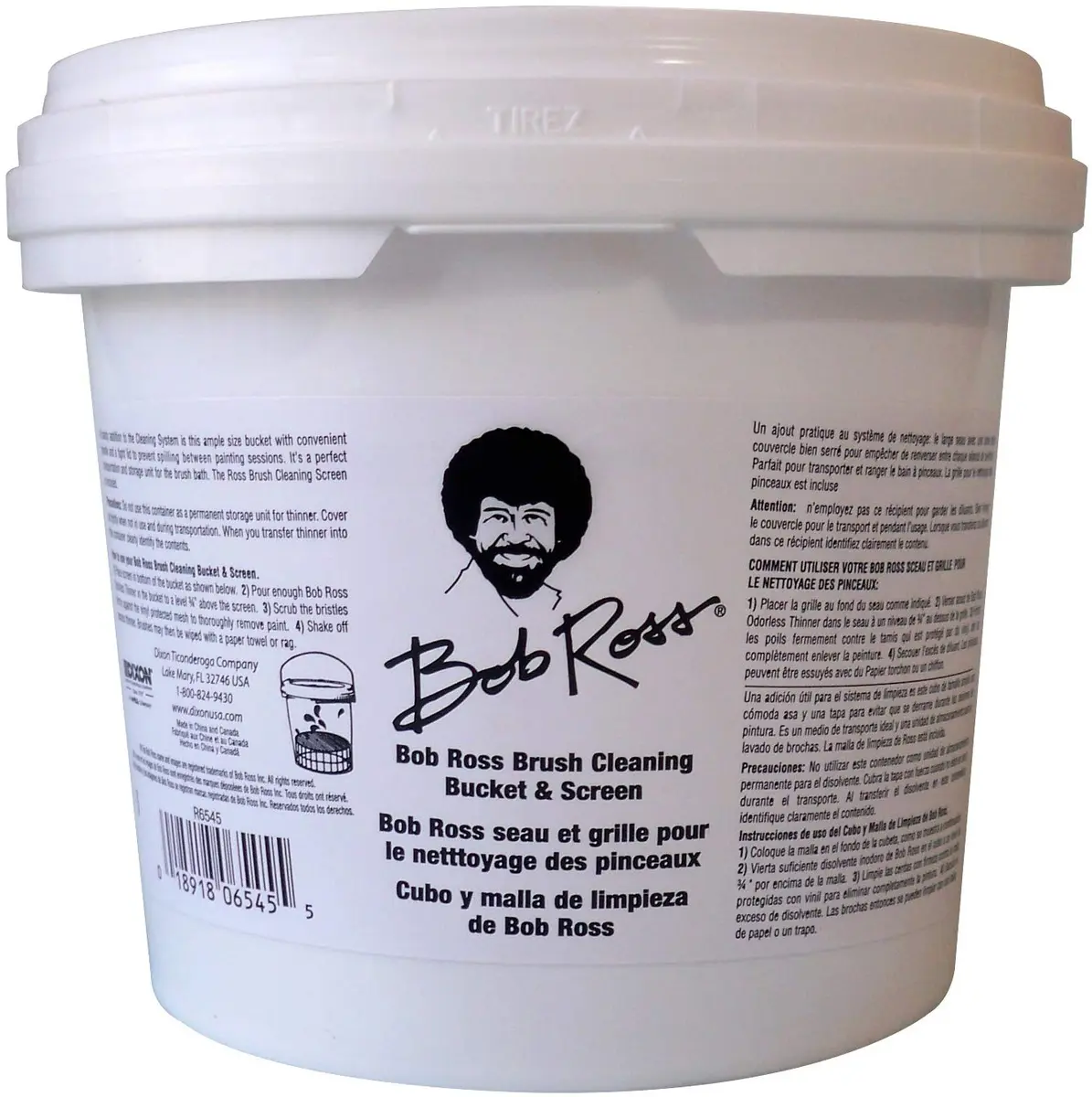 Bob Ross Thinner Bucket with Screen | 6.25" Round Plastic Paint Bucket for Painting Supplies - view 2