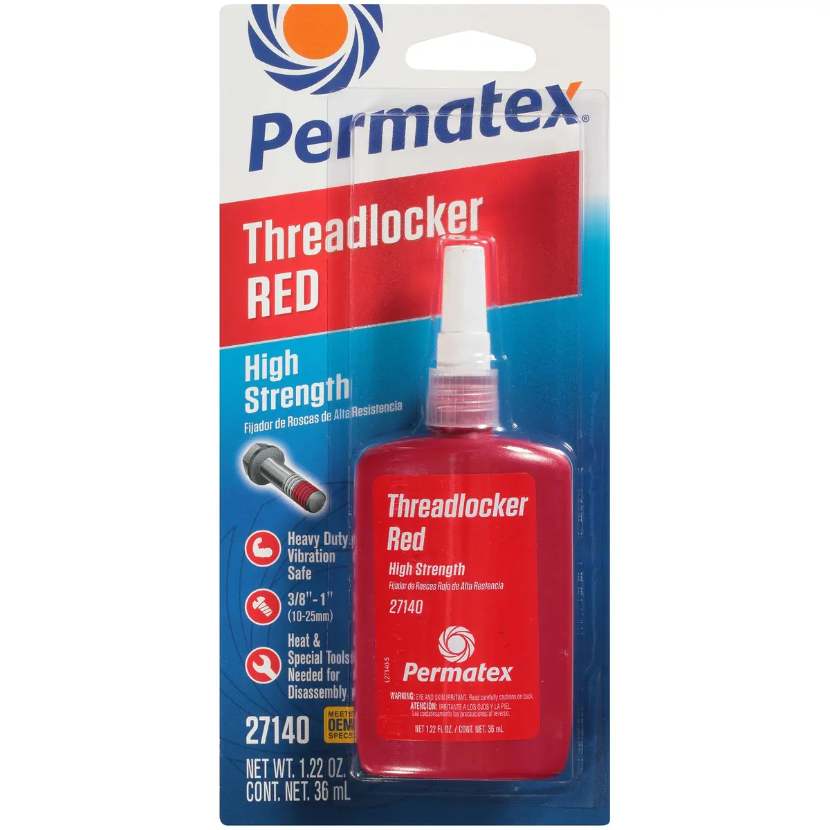 Permatex High Strength Threadlocker Red 36 ml | 3,000 PSI Locking Power for Automotive & Industrial Use - main product image