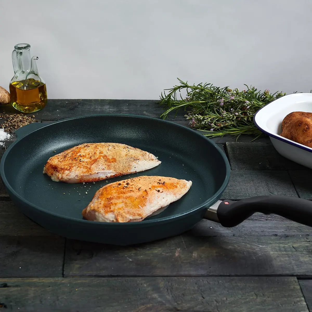 Swiss Diamond 12.5 Inch Saute_Fry_Pan Grey | Diamond Reinforced Nonstick Aluminum Skillet - view 4