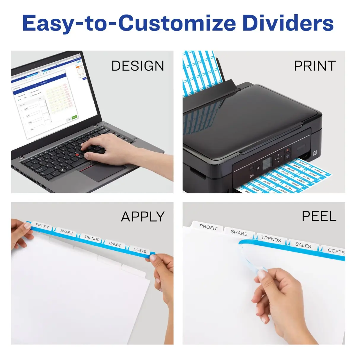 Avery 5-Tab Extra Wide Binder Dividers, White, 5 Sets (25 Dividers Total) | Organize Documents & Presentations with Easy Apply Labels - view 5