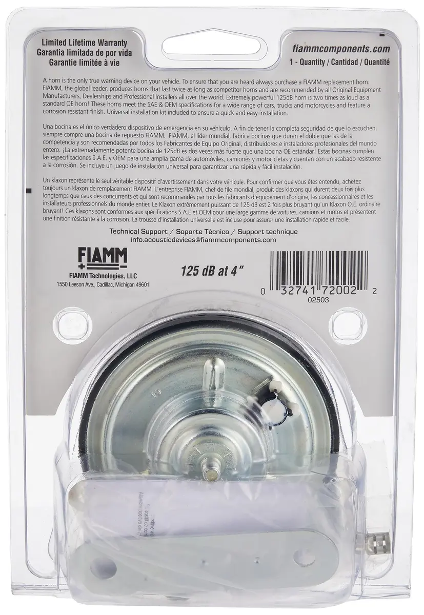 FIAMM 72002 HIGH Note Replacement Horn | 125dB, 12V, Aluminum Coil Motor, Universal Fit - view 2