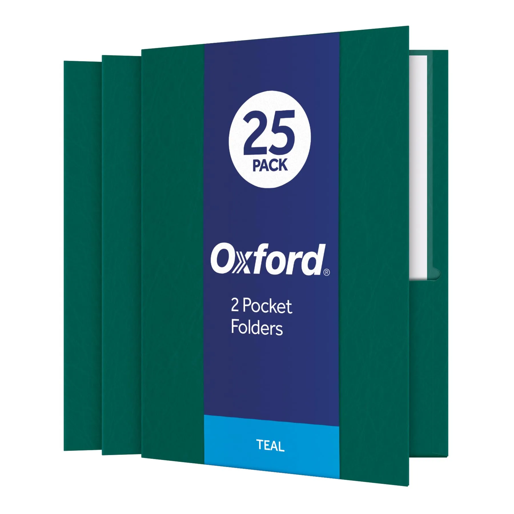Oxford Twin-Pocket Folders, Textured Paper, Letter Size, Teal, Box of 25 | Durable Organization for School & Office - main product image