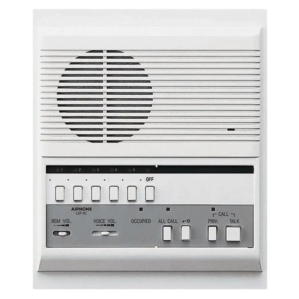 Aiphone LEF-5C 5-Call Semi-Flush Mount Intercom Master Station, All Call | Multi-Station Audio System - main product image