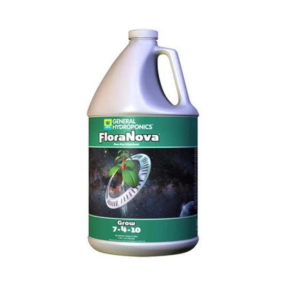 General Hydroponics HGC718805 FloraNova Grow 7-4-10, Robust Strength of Dry Fertilizer But in Rapid Liquid Form, Use for Hydroponics, Soilless Mixtures, Containers & Garden Grown Plants, 1-Gallon - main product image