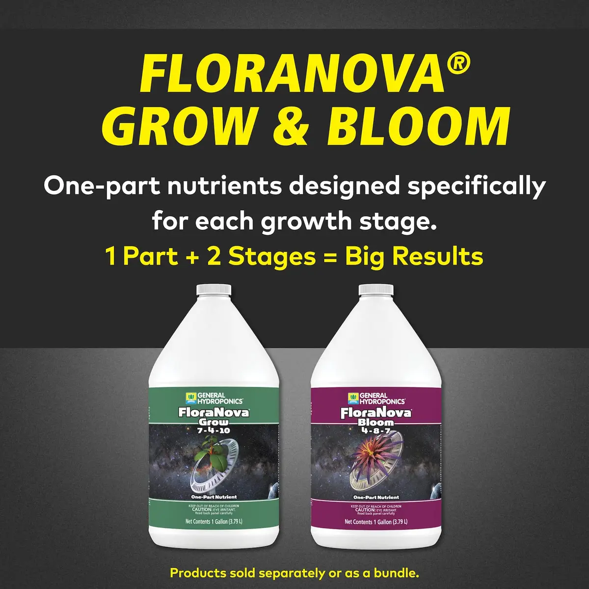 General Hydroponics HGC718805 FloraNova Grow 7-4-10, Robust Strength of Dry Fertilizer But in Rapid Liquid Form, Use for Hydroponics, Soilless Mixtures, Containers & Garden Grown Plants, 1-Gallon - view 2