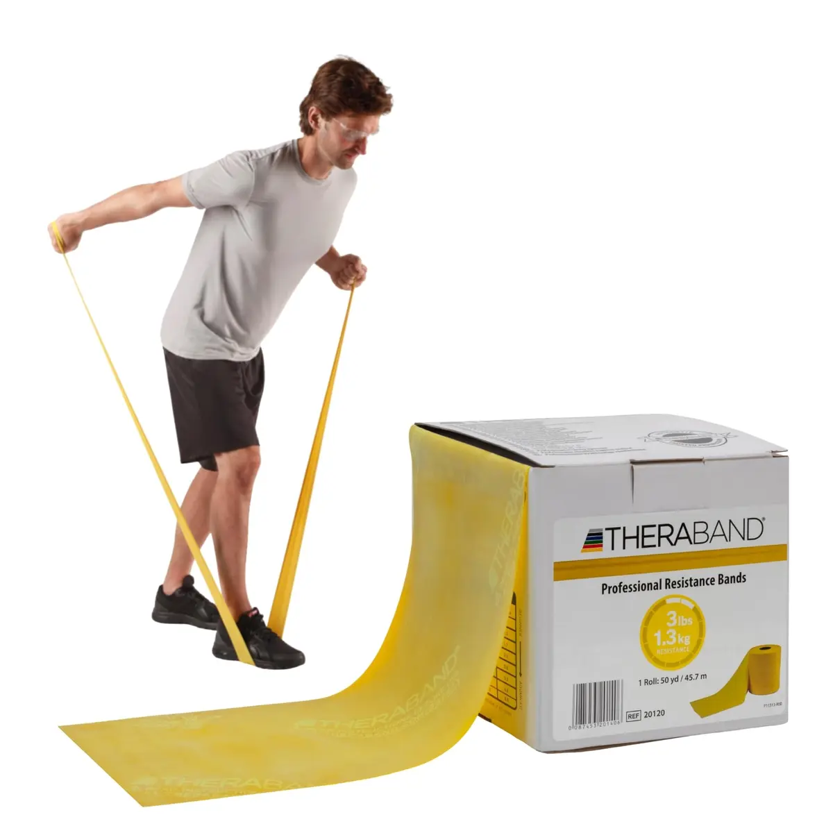 THERABAND Resistance Band, Exercise, Workout, Physical Therapy, Yellow | 50 Yard Latex Band for Flexibility & Rehab - main product image