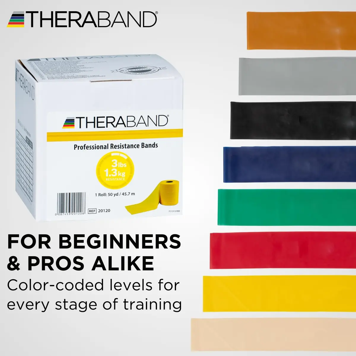 THERABAND Resistance Band, Exercise, Workout, Physical Therapy, Yellow | 50 Yard Latex Band for Flexibility & Rehab - view 7