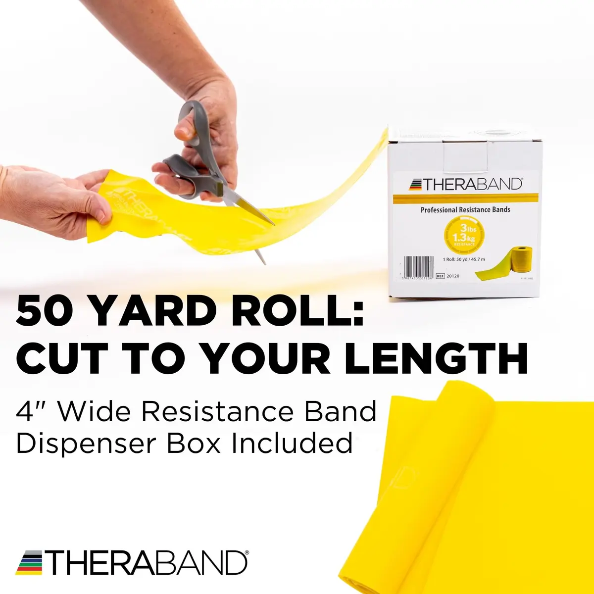 THERABAND Resistance Band, Exercise, Workout, Physical Therapy, Yellow | 50 Yard Latex Band for Flexibility & Rehab - view 2