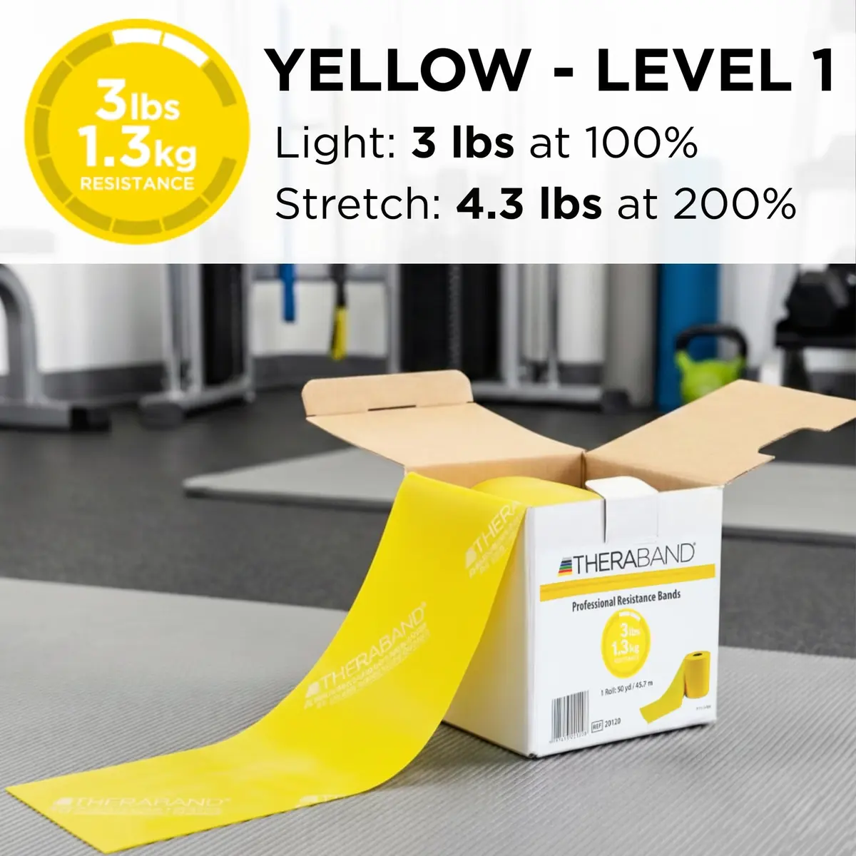 THERABAND Resistance Band, Exercise, Workout, Physical Therapy, Yellow | 50 Yard Latex Band for Flexibility & Rehab - view 3