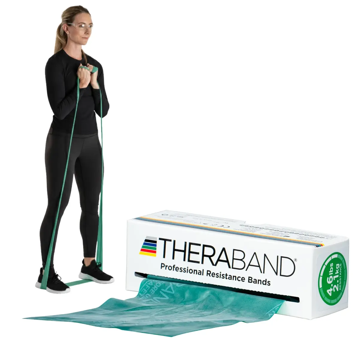 THERABAND Resistance Bands, Latex Exercise & Rehab Band, Green - Heavy | Portable 6 Yard System - main product image