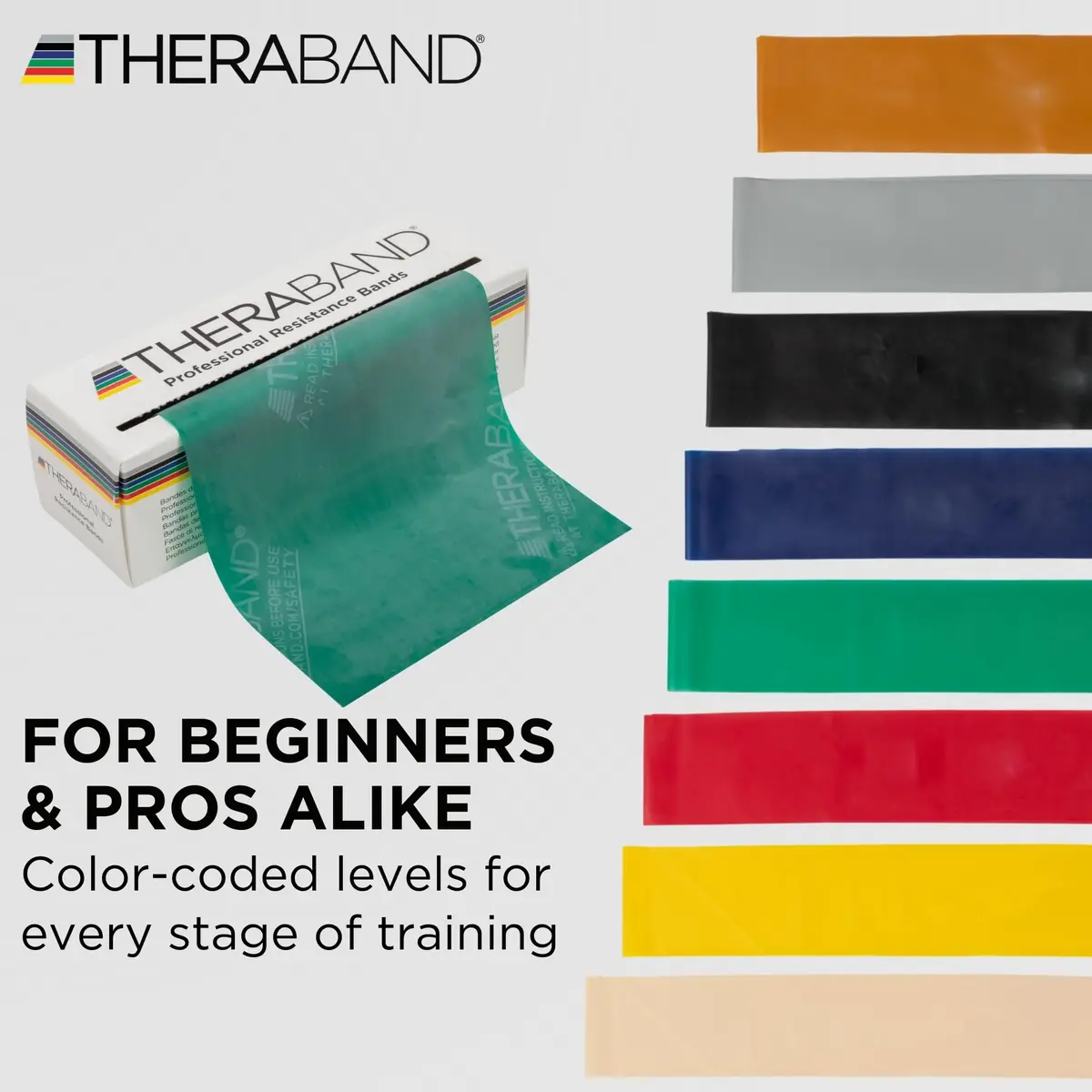 THERABAND Resistance Bands, Latex Exercise & Rehab Band, Green - Heavy | Portable 6 Yard System - view 7