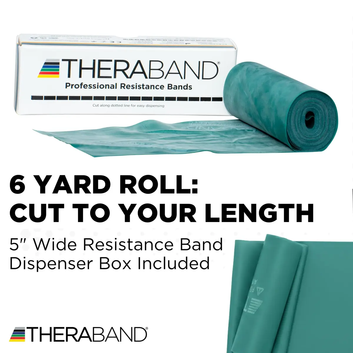 THERABAND Resistance Bands, Latex Exercise & Rehab Band, Green - Heavy | Portable 6 Yard System - view 2