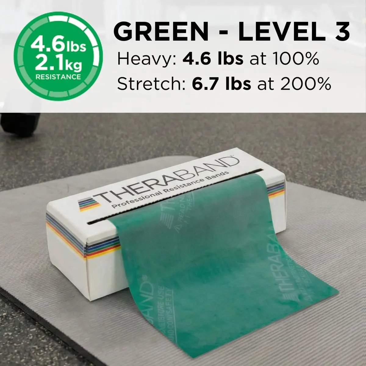 THERABAND Resistance Bands, Latex Exercise & Rehab Band, Green - Heavy | Portable 6 Yard System - view 3
