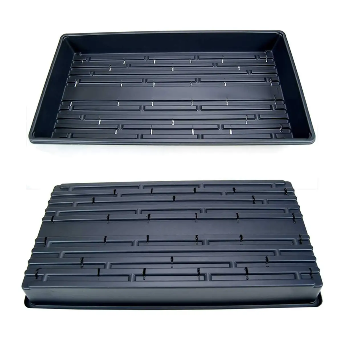 Living Whole Foods 5 Pack of Durable Black Plastic Growing Trays 21" x 11" x 2" | Reusable, Drain Holes for Seedlings & Wheatgrass - view 2