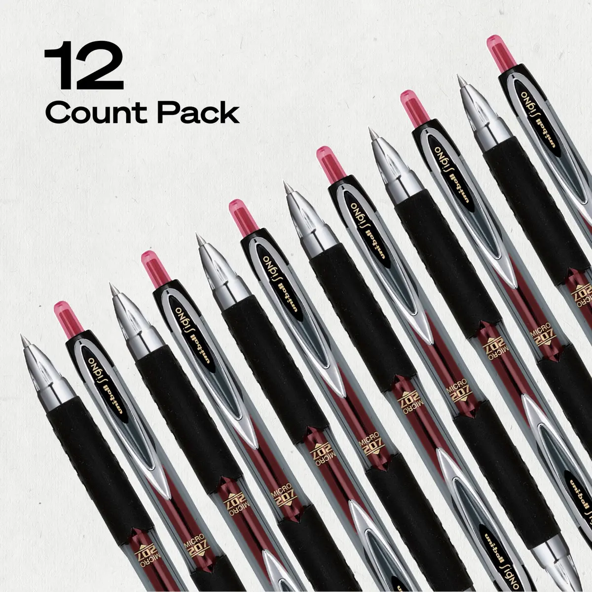 Uni-Ball 207 Gel Pens, Red Ink, 0.5mm Micro Point, Retractable, 12 Count | Precise, Water-Resistant Writing - view 8