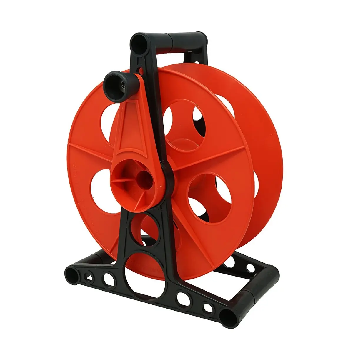 Woods Extension Cord Storage Reel with Stand - 150 ft Capacity, Red & Black | Tangle-Free Indoor/Outdoor Cord Management - main product image