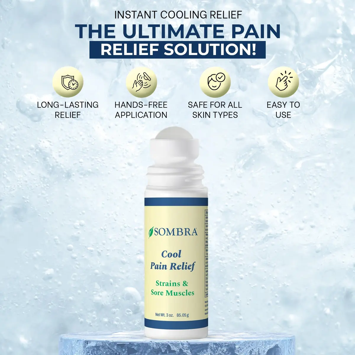 Sombra Cool Pain Relief 3 oz Roll-On for Sore Muscles & Muscle Recovery | Instant Cooling Relief for Active Lifestyles - view 2